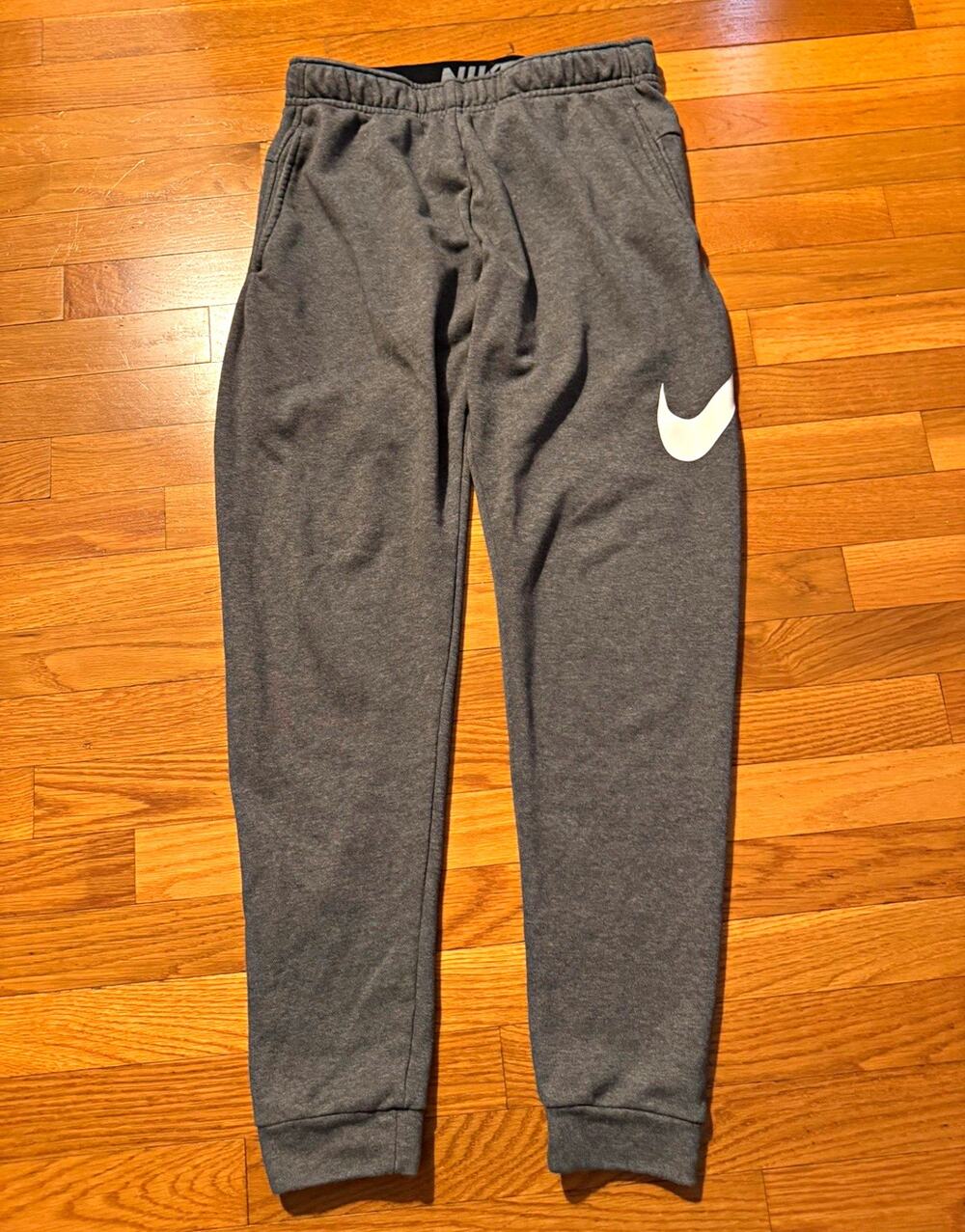 Nike Kids Charcoal Gray Joggers with White Swoosh
